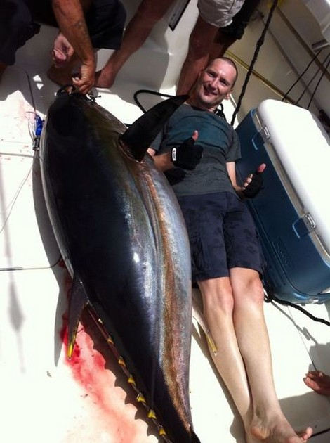 Stor Big Eye tonfisk fångad av Jos van Loo från Holland - Cavalier & Blue Marlin Sport Fishing Gran Canaria